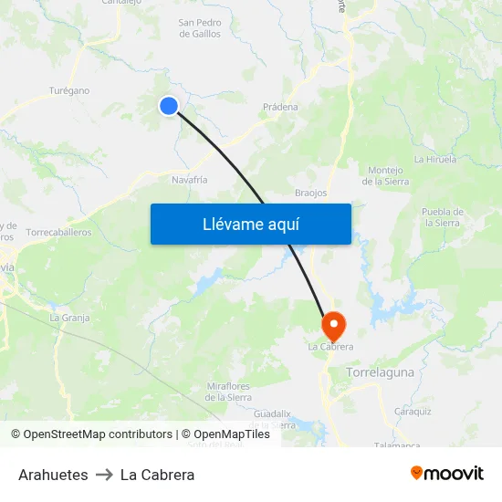 Arahuetes to La Cabrera map
