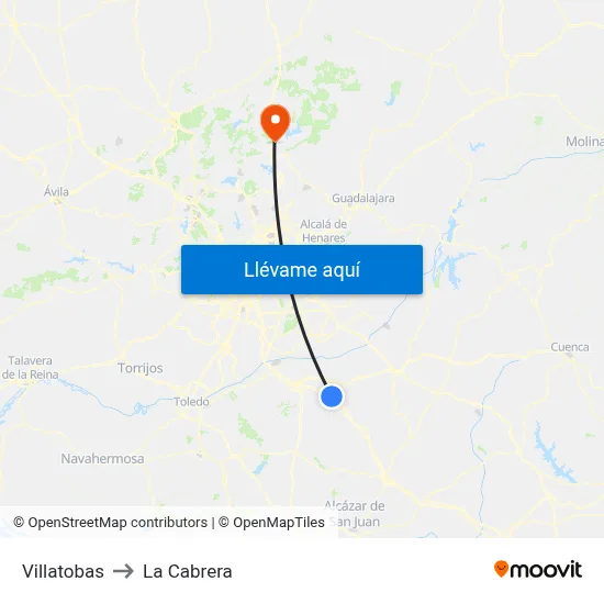 Villatobas to La Cabrera map