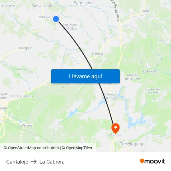 Cantalejo to La Cabrera map