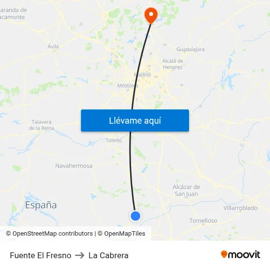 Fuente El Fresno to La Cabrera map