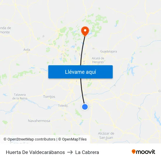 Huerta De Valdecarábanos to La Cabrera map