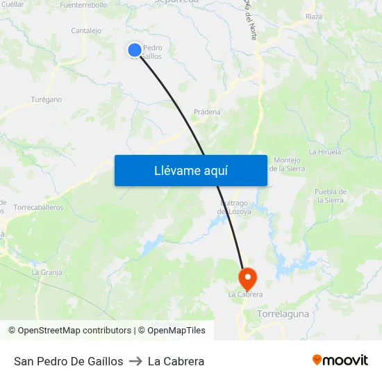 San Pedro De Gaíllos to La Cabrera map