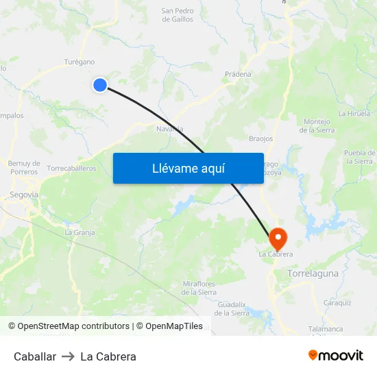 Caballar to La Cabrera map