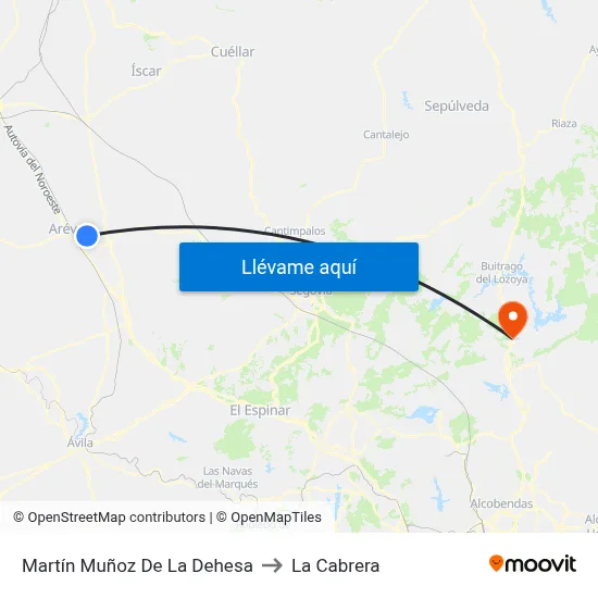 Martín Muñoz De La Dehesa to La Cabrera map