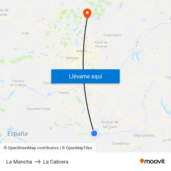 La Mancha to La Cabrera map