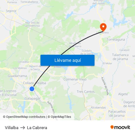 Villalba to La Cabrera map