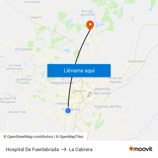 Hospital De Fuenlabrada to La Cabrera map