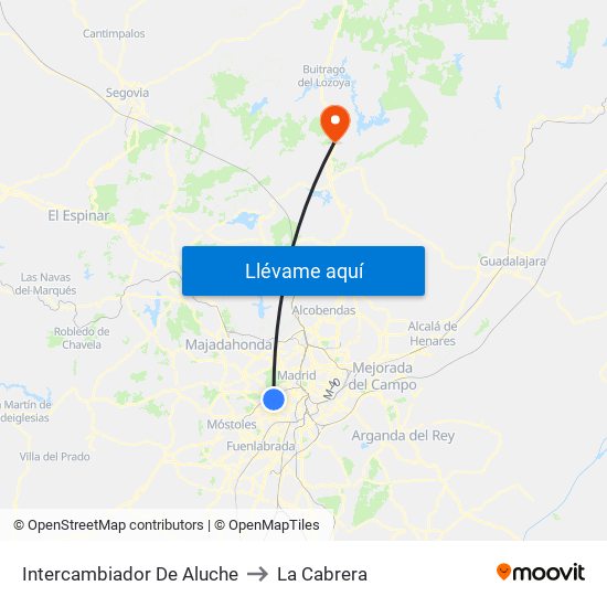 Intercambiador De Aluche to La Cabrera map