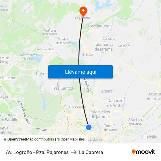 Av. Logroño - Pza. Pajarones to La Cabrera map