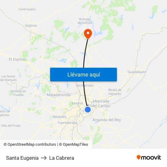 Santa Eugenia to La Cabrera map