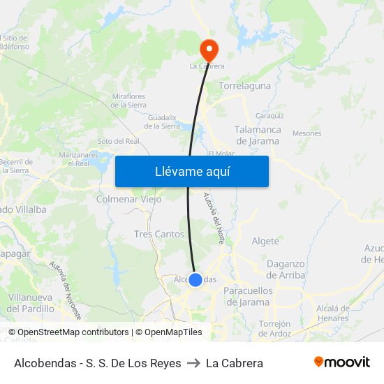 Alcobendas - S. S. De Los Reyes to La Cabrera map