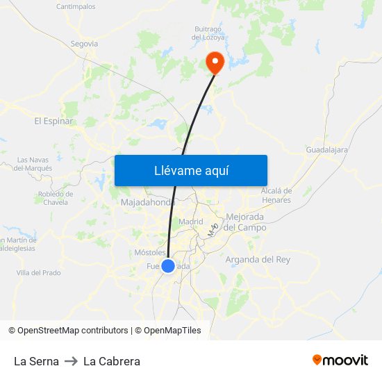 La Serna to La Cabrera map