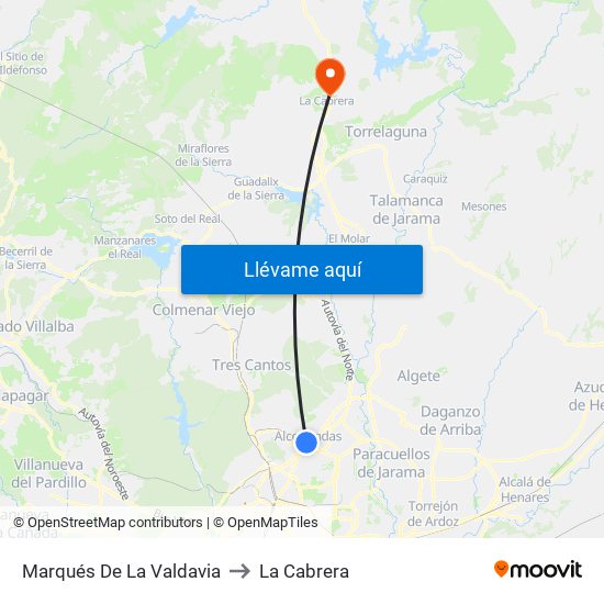 Marqués De La Valdavia to La Cabrera map