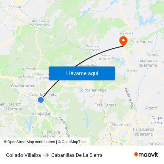 Collado Villalba to Cabanillas De La Sierra map