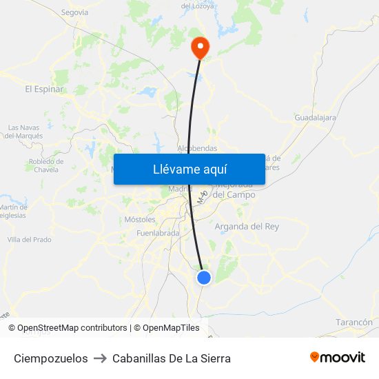 Ciempozuelos to Cabanillas De La Sierra map