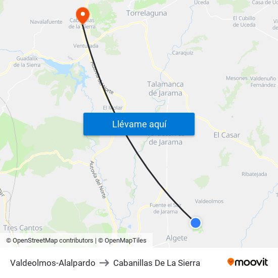 Valdeolmos-Alalpardo to Cabanillas De La Sierra map