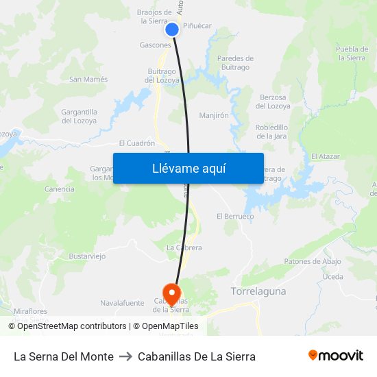 La Serna Del Monte to Cabanillas De La Sierra map