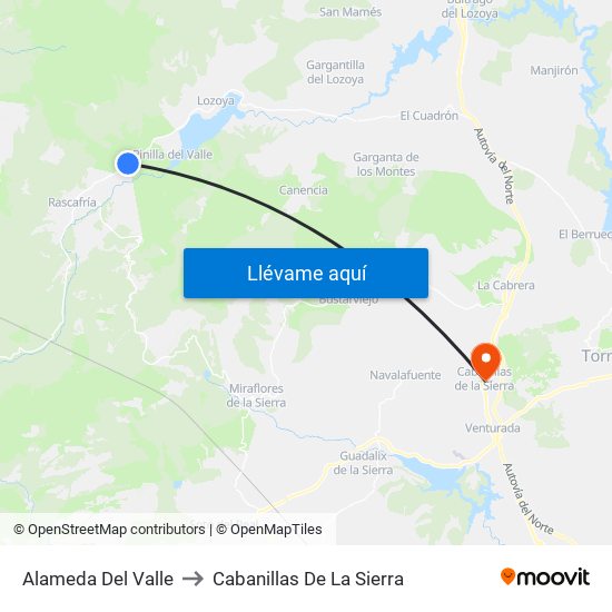 Alameda Del Valle to Cabanillas De La Sierra map