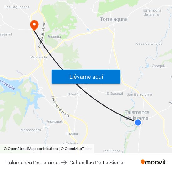 Talamanca De Jarama to Cabanillas De La Sierra map