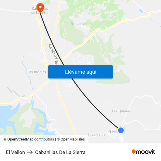 El Vellón to Cabanillas De La Sierra map