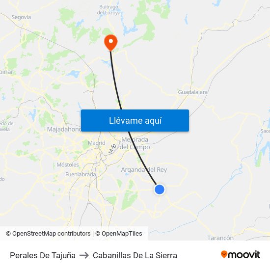 Perales De Tajuña to Cabanillas De La Sierra map