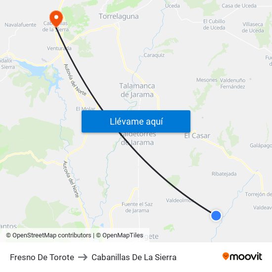Fresno De Torote to Cabanillas De La Sierra map