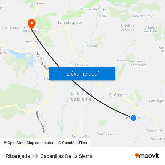 Ribatejada to Cabanillas De La Sierra map