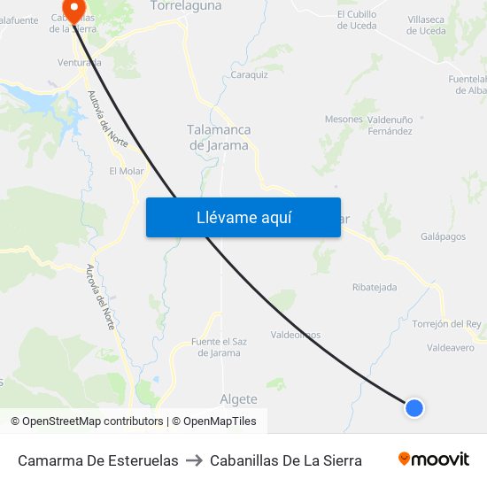 Camarma De Esteruelas to Cabanillas De La Sierra map