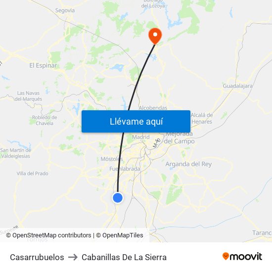 Casarrubuelos to Cabanillas De La Sierra map