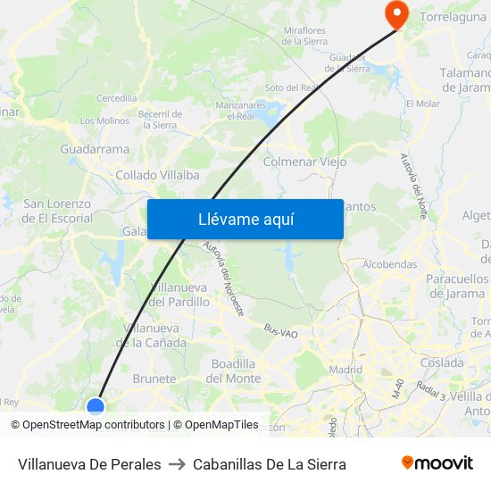 Villanueva De Perales to Cabanillas De La Sierra map