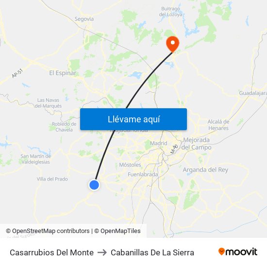 Casarrubios Del Monte to Cabanillas De La Sierra map