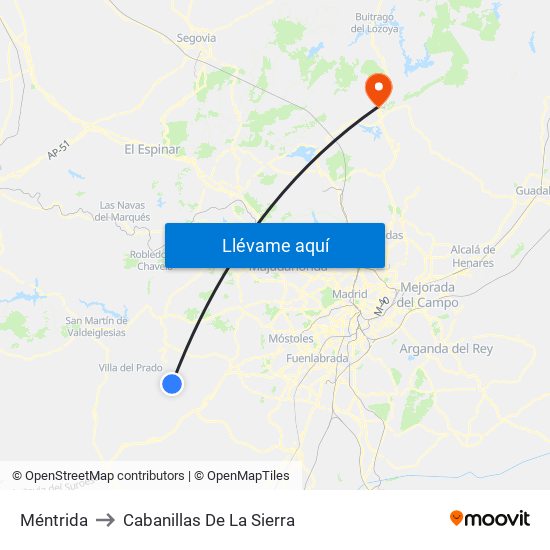 Méntrida to Cabanillas De La Sierra map