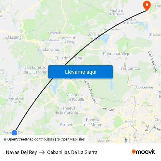Navas Del Rey to Cabanillas De La Sierra map