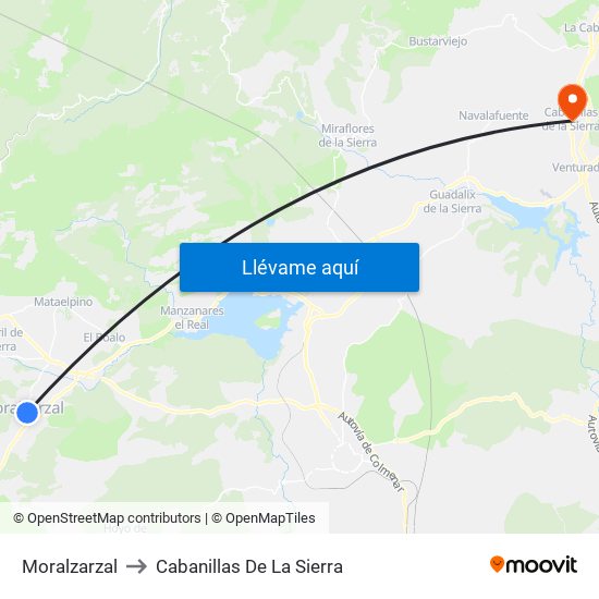 Moralzarzal to Cabanillas De La Sierra map