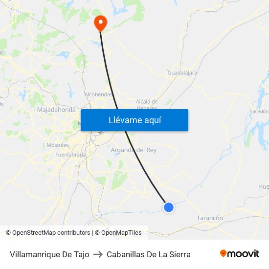 Villamanrique De Tajo to Cabanillas De La Sierra map