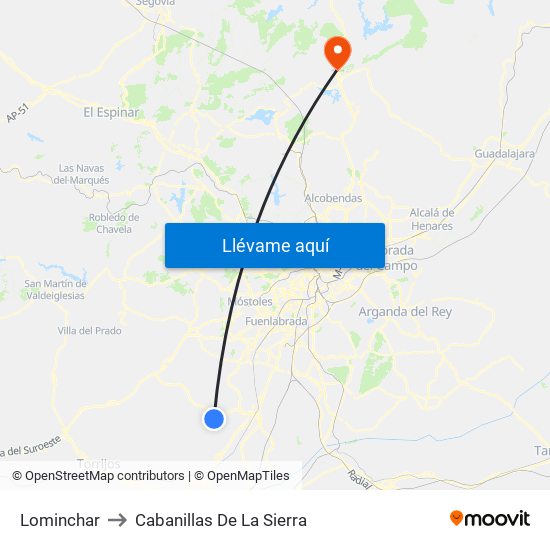 Lominchar to Cabanillas De La Sierra map