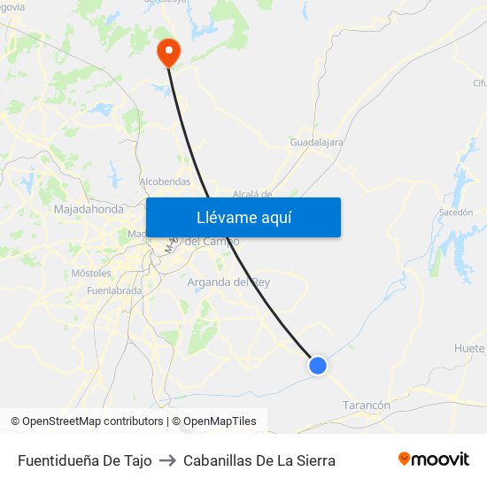 Fuentidueña De Tajo to Cabanillas De La Sierra map