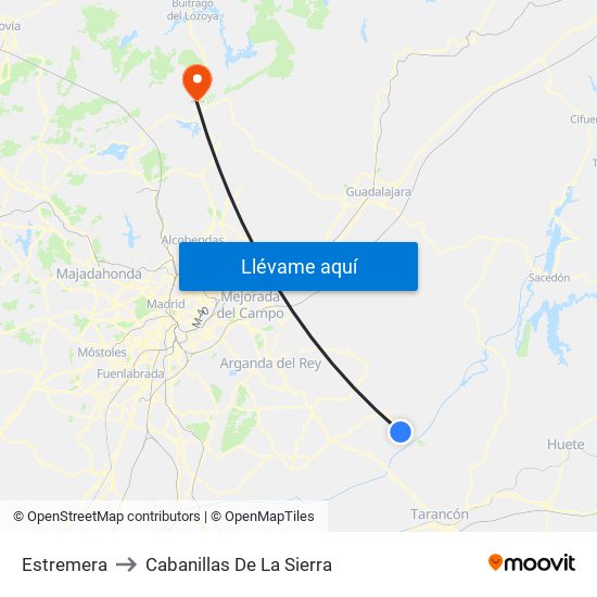 Estremera to Cabanillas De La Sierra map