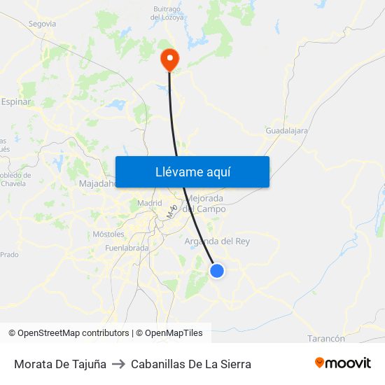 Morata De Tajuña to Cabanillas De La Sierra map
