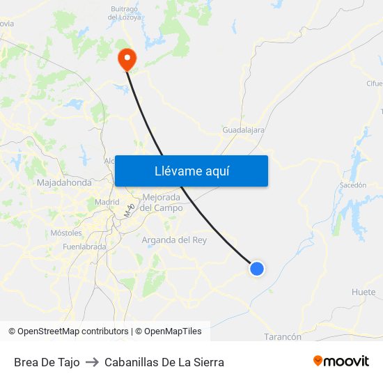 Brea De Tajo to Cabanillas De La Sierra map