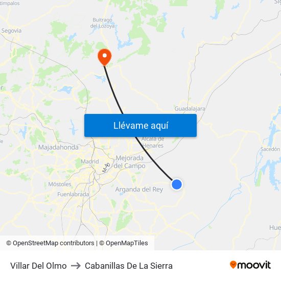 Villar Del Olmo to Cabanillas De La Sierra map