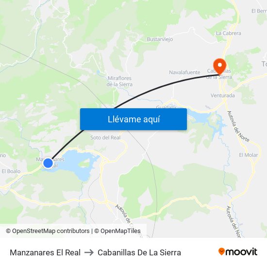 Manzanares El Real to Cabanillas De La Sierra map