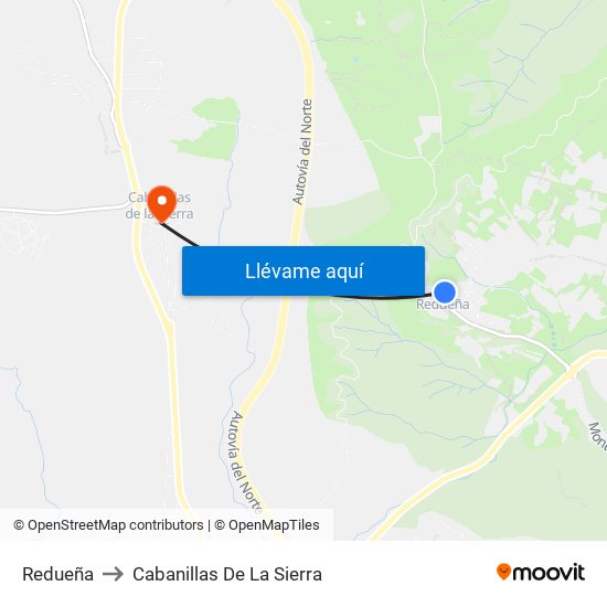 Redueña to Cabanillas De La Sierra map
