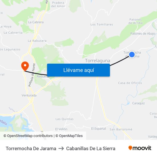 Torremocha De Jarama to Cabanillas De La Sierra map
