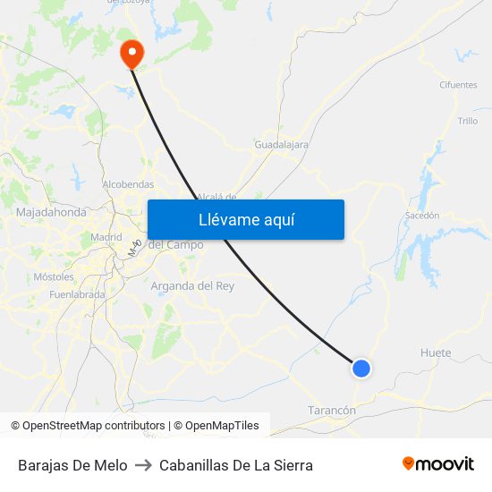 Barajas De Melo to Cabanillas De La Sierra map