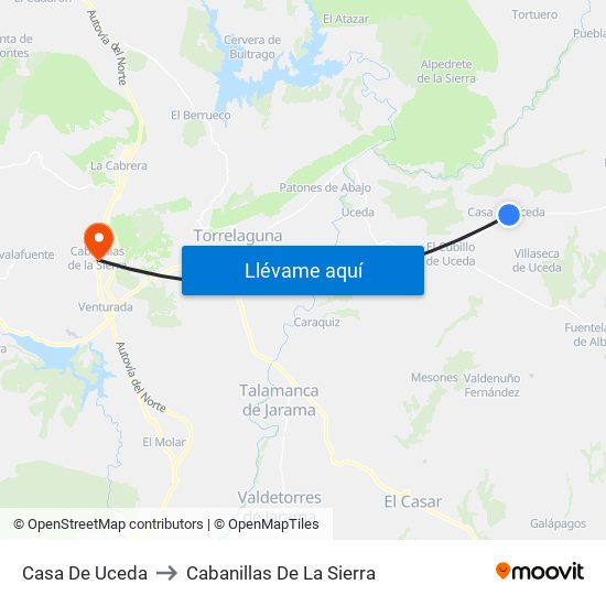 Casa De Uceda to Cabanillas De La Sierra map