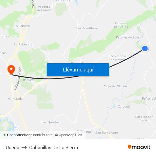 Uceda to Cabanillas De La Sierra map