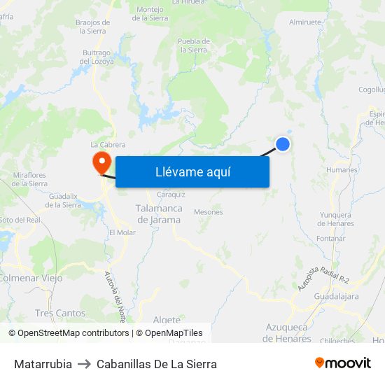 Matarrubia to Cabanillas De La Sierra map