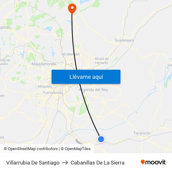 Villarrubia De Santiago to Cabanillas De La Sierra map