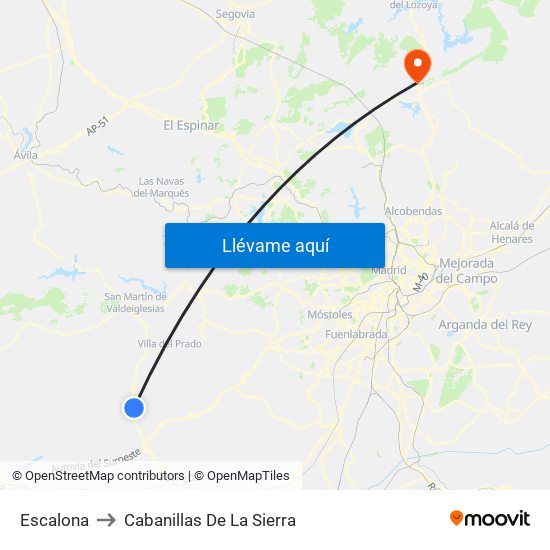 Escalona to Cabanillas De La Sierra map